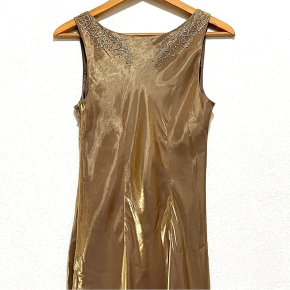 Alex Evenings Woman Bronze Floral Beads Gown Dress Size 10 - Picture 6 of 13